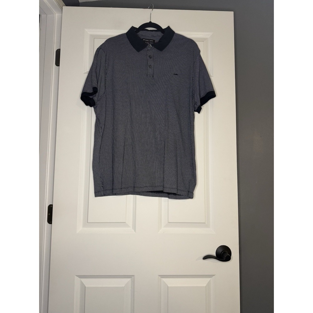 Michael Kors Men's Short Sleeve Polo Navy Violet Xxl